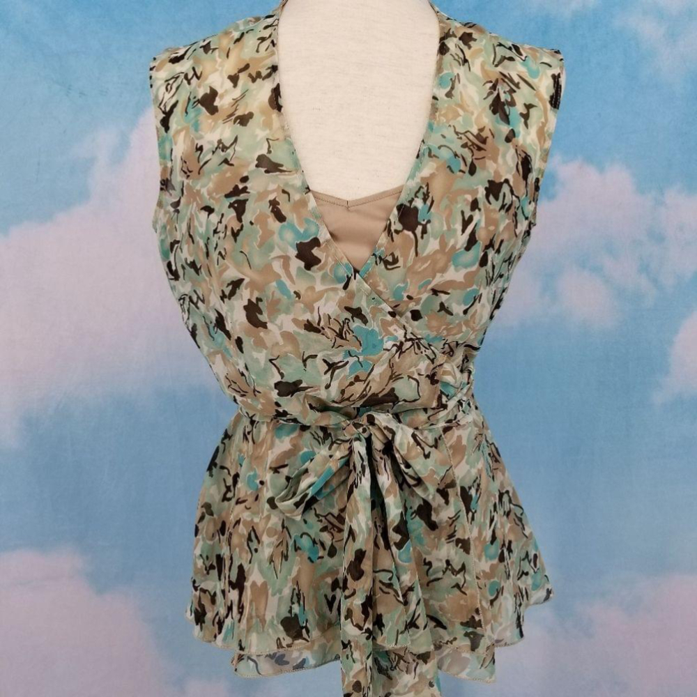 Antonio Melani Sleeveless Wrap Blouse Cami Set Small